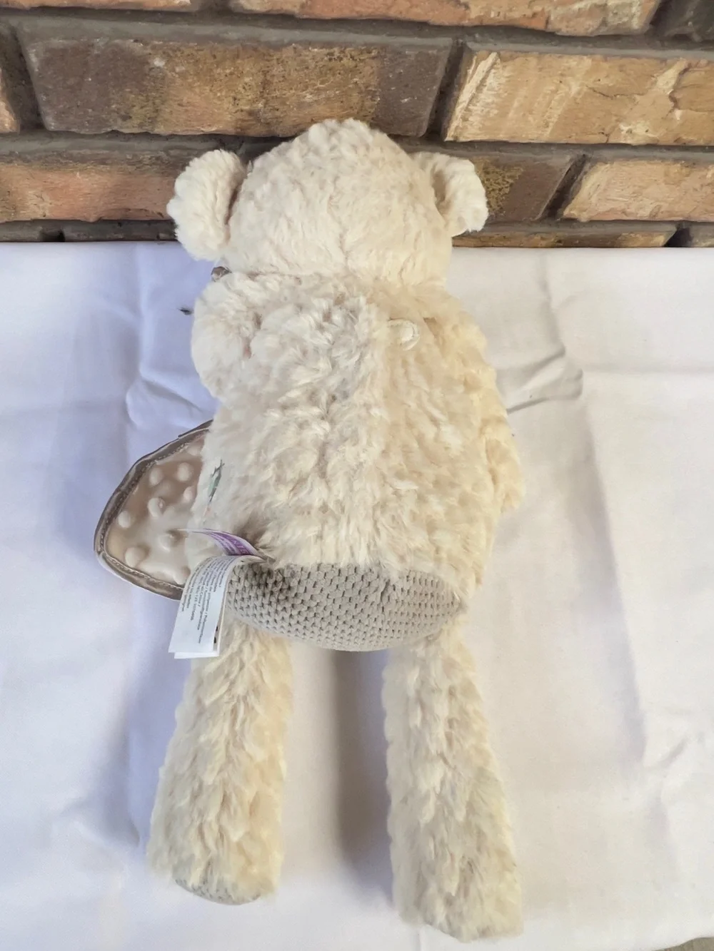 Scentsy Cream Bear with Triangle Pattern Lovey (Green, Orange, Yellow)
